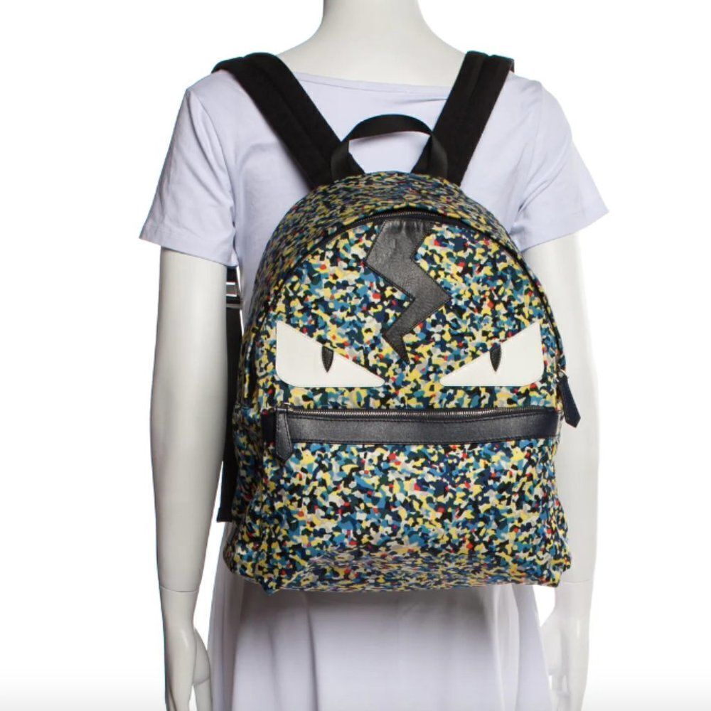 Fendi multicolor confetti print monster eyes nylon backpack bag - Picture 2 of 7